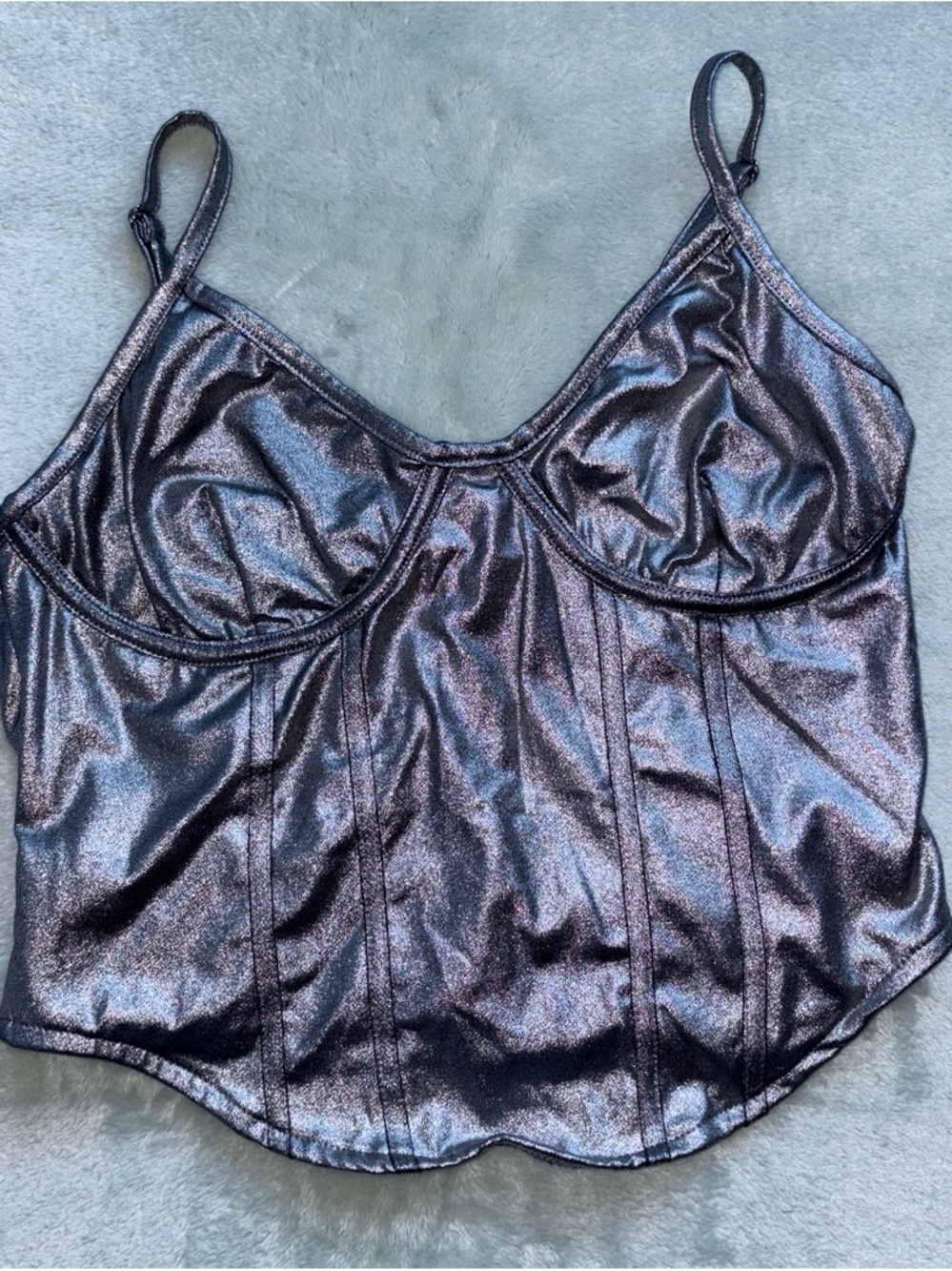 Shimmering Iridescent Purple Crop Cami Top